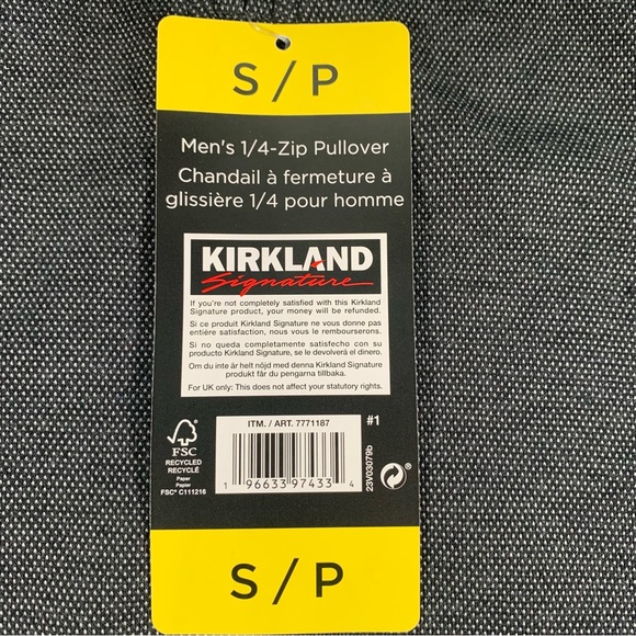 Kirkland Signature 1/4zip up Pullover Men's Size S/P gray NWT - Picture 2 of 6
